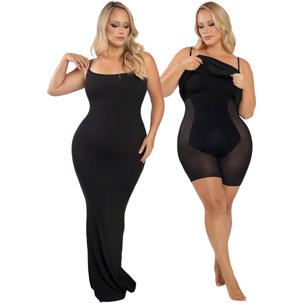 The Shapewear Dress Built-in Bra Adjustable Straps Summer Bodycon Dress